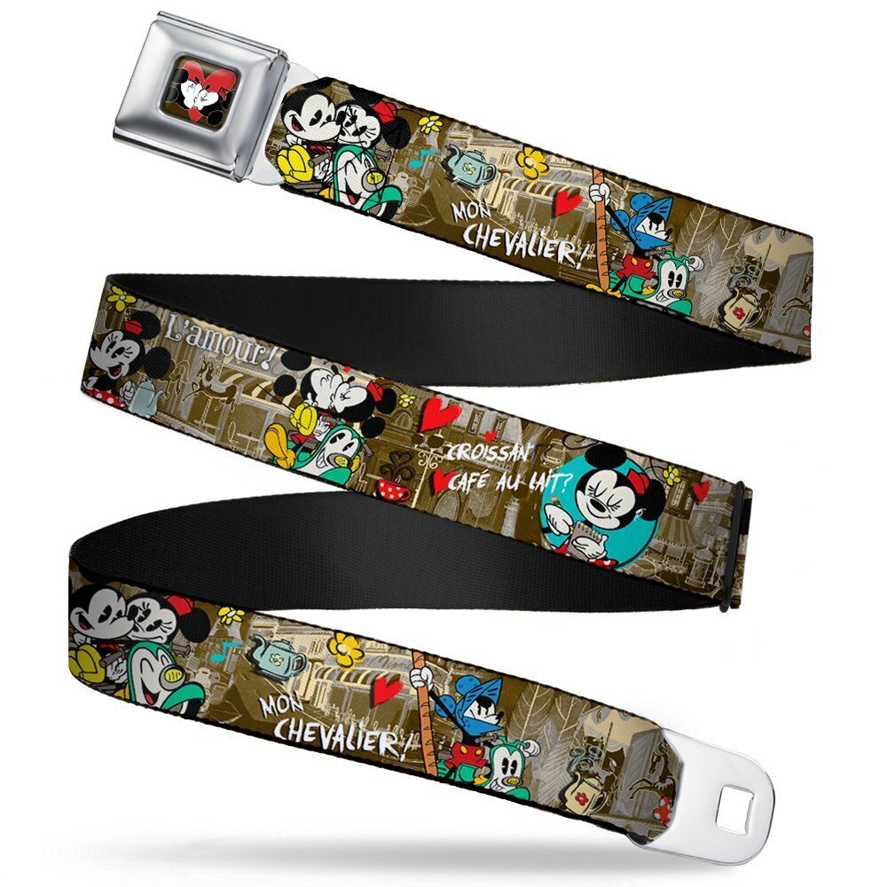 6382 unisex adult Buckle-down Seatbelt Mickey Mouse, Minnie Mouse Wdy081